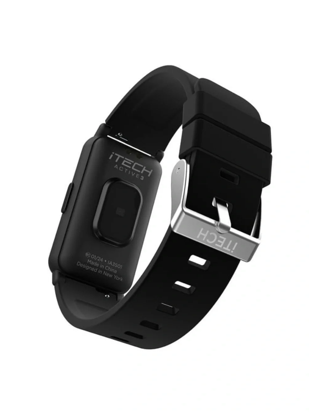 iTech Active 3 Unisex Adult Smartwatch Fitness Tracker, Black, Silicone Strap